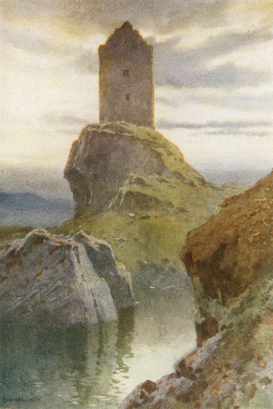 Smailholm Kulesi (renkli taş) by Ernest William Haslehust