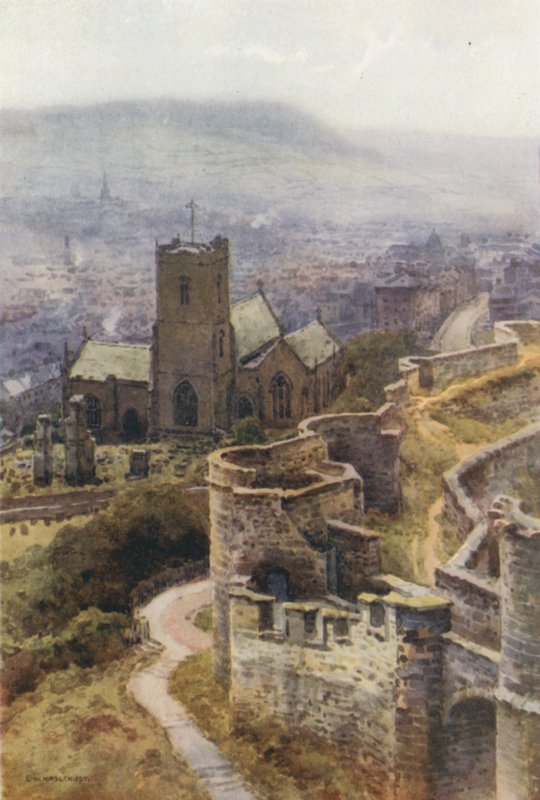 Kale Duvarlarından St. Mary Kilisesi (renkli taş) by Ernest William Haslehust