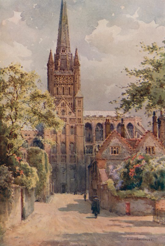Katedral Bölgeleri, Norwich (renkli taş) by Ernest William Haslehust