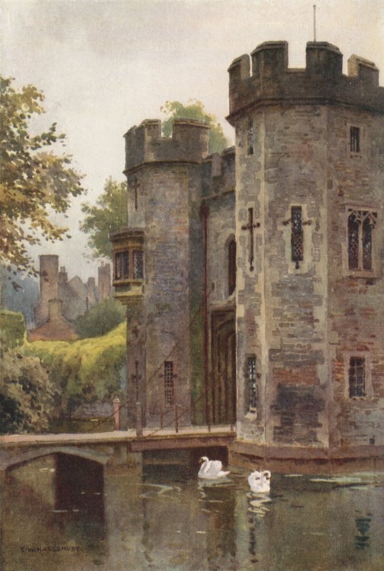 Palace Gatehouse ve Asma Köprü, Wells (renkli taş) by Ernest William Haslehust