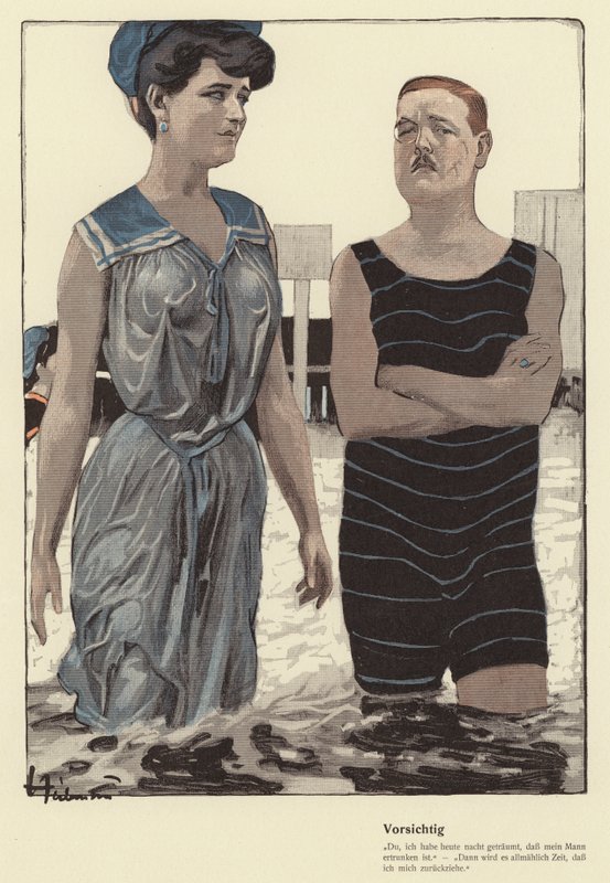 Adam ve evli metresi banyo (renkli taş) by Ernst (after) Heilemann
