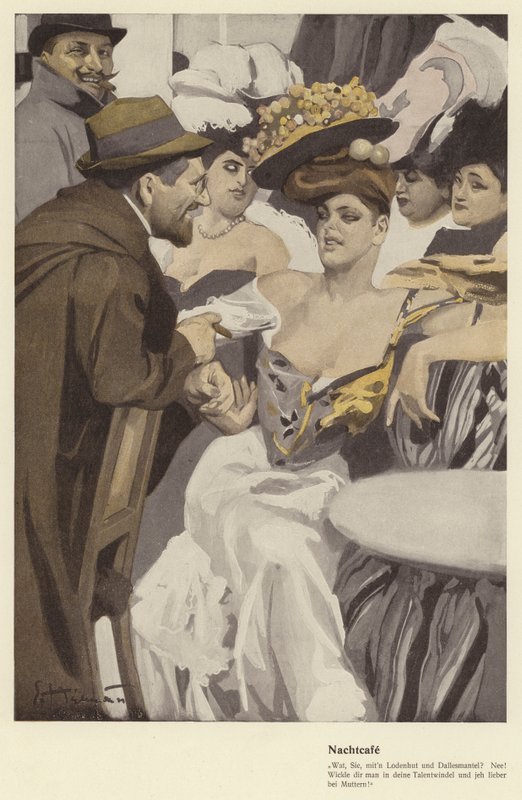Gece kafesi (renkli taş) by Ernst (after) Heilemann