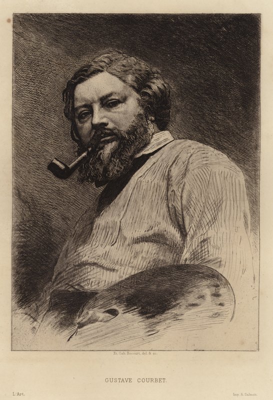 Gustave Courbet, Realist akımın Fransız ressamı. Etienne Gabriel Bocourt tarafından gravür by Etienne Gabriel Bocourt