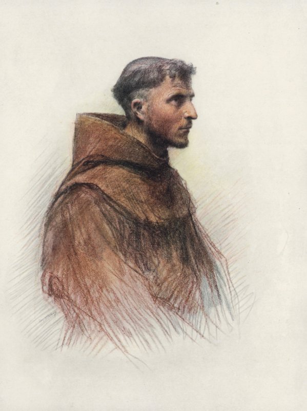 Rahip Masseo (renkli üyeler) by Eugene (after) Burnand