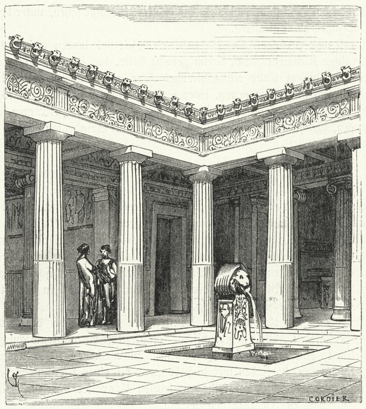 Bir Antik Yunan evinin Dor avlusu by Eugene Emmanuel after Viollet le Duc