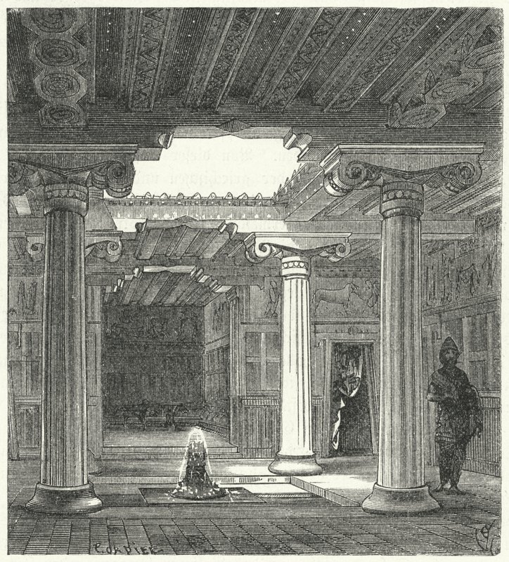 Antik bir Yunan evinin iyonik avlusu by Eugene Emmanuel after Viollet le Duc