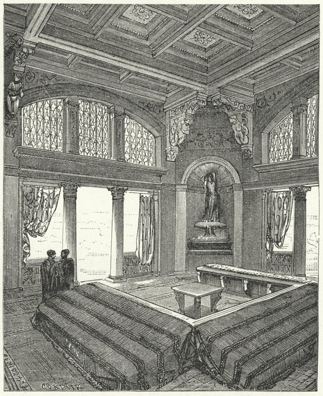 Triclinium, bir Roma binasında resmi yemek odası by Eugene Emmanuel after Viollet le Duc