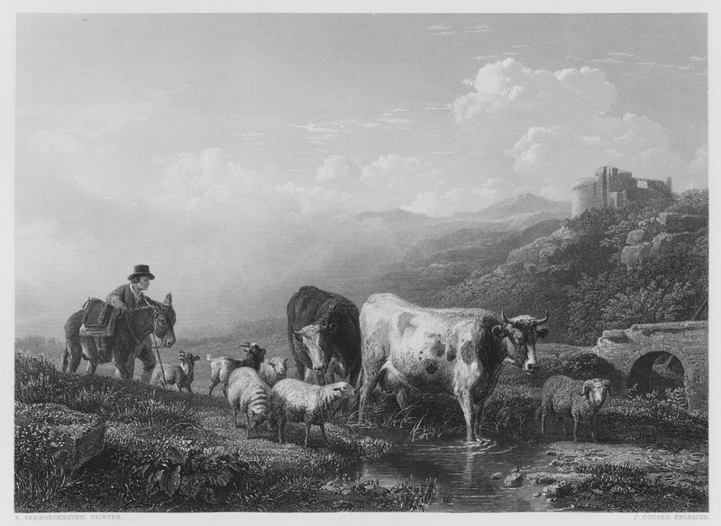 Çayı Geçmek (gravür) by Eugene Joseph Verboeckhoven