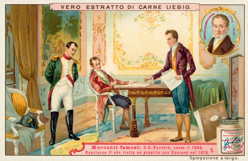 Napolyon, Fransız bankacı Gabriel-Julien Ouvrard ile bir kredi görüşmesi yapıyor, 1815 by European School