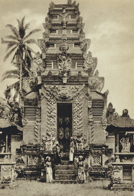 Hollanda Hint Adaları, Tapınak, Bali (s/b fotoğraf) by European Photographer