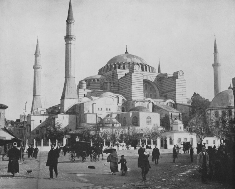 Aziz Sofya Camii, Konstantinopolis (s/b fotoğraf) by European Photographer