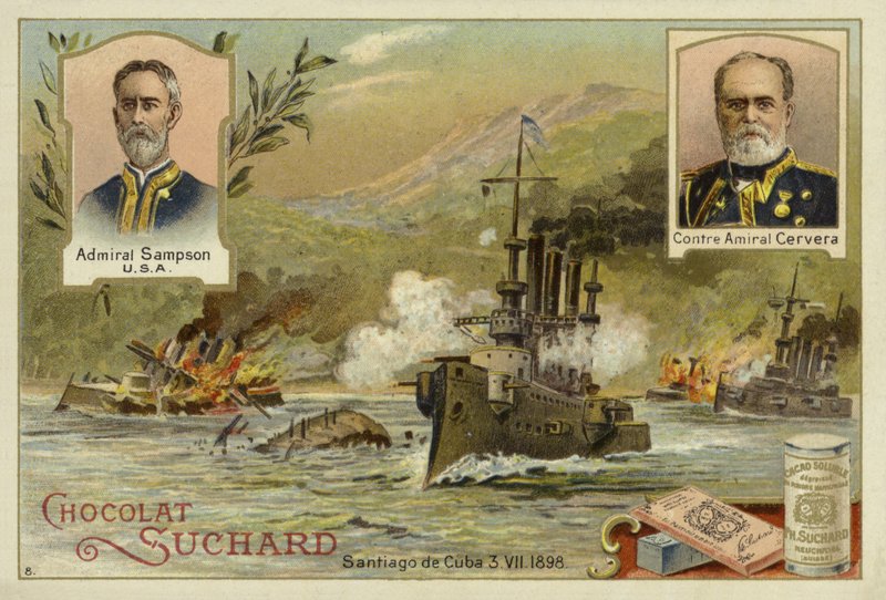 Amiraller William Sampson ve Pascual Cervera ve Santiago de Cuba Savaşı, İspanyol-Amerikan Savaşı, 3 Temmuz 1898 by European School