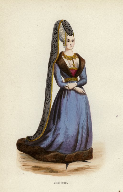 Agnes Sorel (renkli gravür) by European School