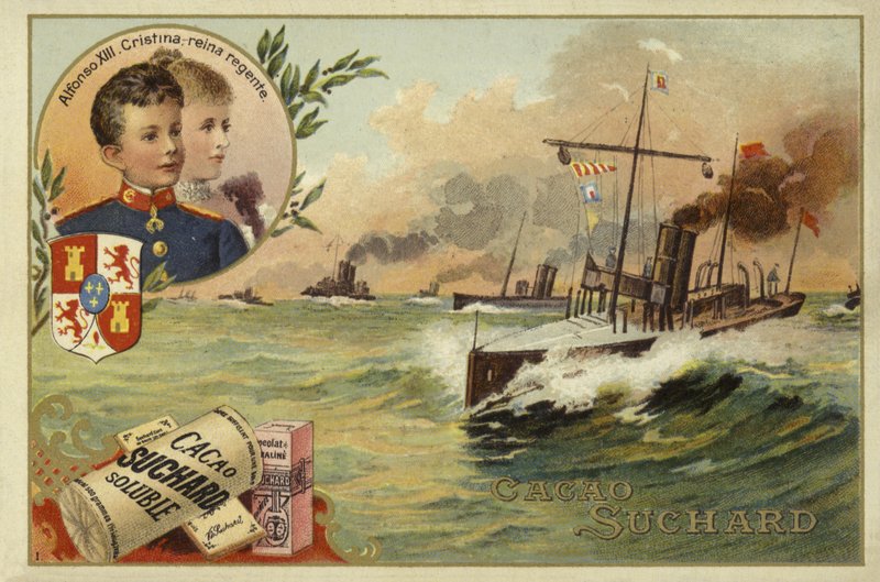 İspanya Kralı XIII. Alfonso ve annesi Avusturyalı Maria Christina, İspanya-Amerika Savaşı, 1898 by European School
