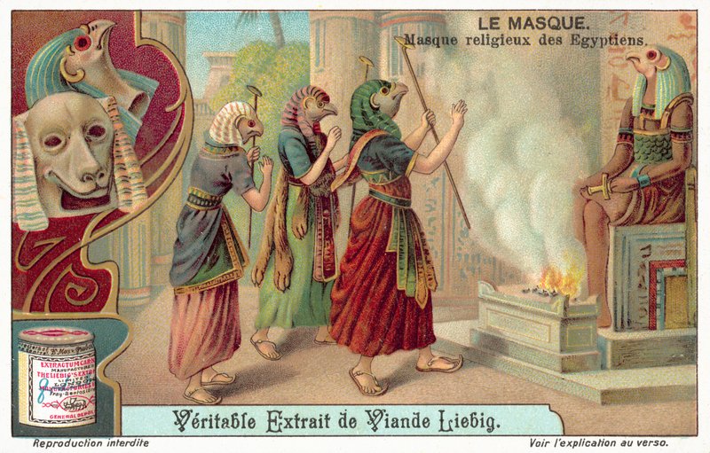 Eski Mısır dini maskeleri (chromolitho) by European School