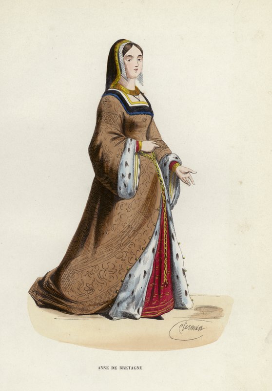 Anne De Bretagne (renkli gravür) by European School