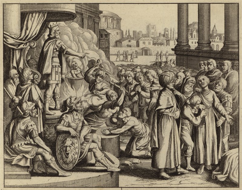 Antiochus ve yedi oğlu olan kadının şehitliği (gravür) by European School