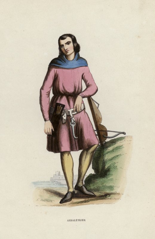 Arbaletrier (renkli gravür) by European School