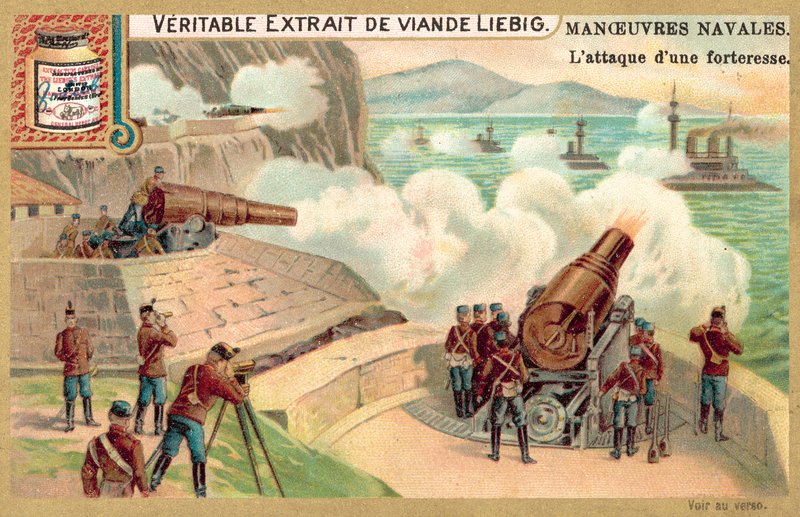 Bir kıyı kalesine saldırı (chromolitho) by European School