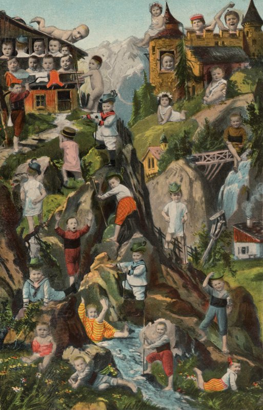 Dağlardaki bebekler (renkli taş baskı) by European School