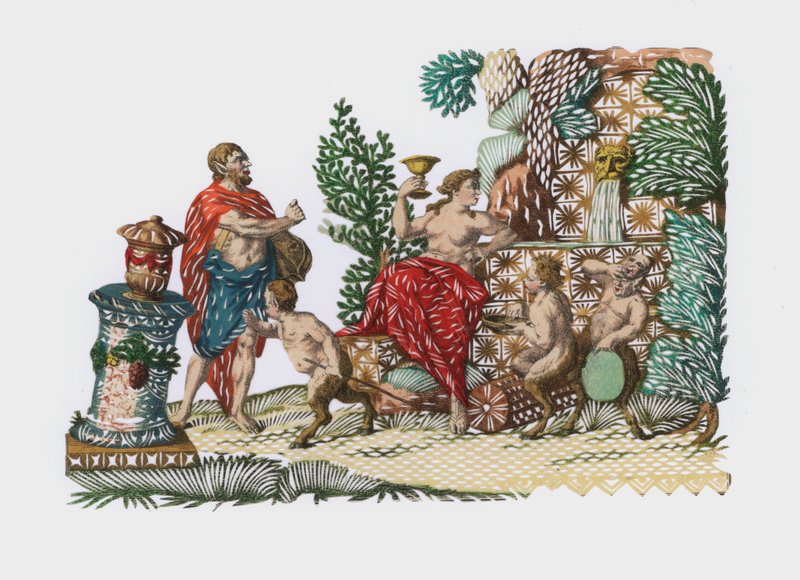 Bacchus ve Ariadne (renkli gravür) by European School