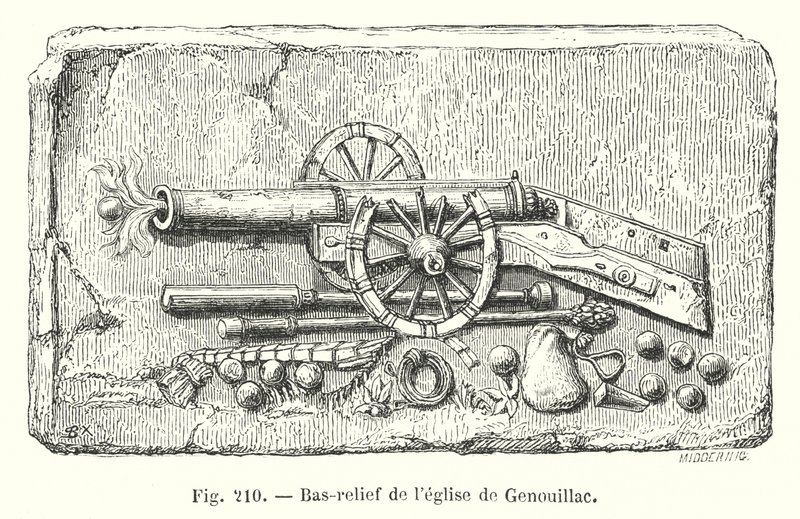 Genouillac kilisesinin kısma (gravür) by European School