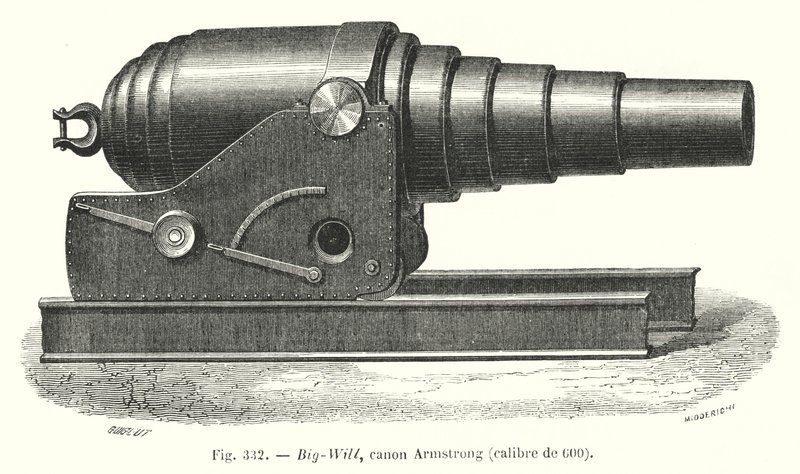 Büyük İrade, canon Armstrong, kalibre de 600 (gravür) by European School