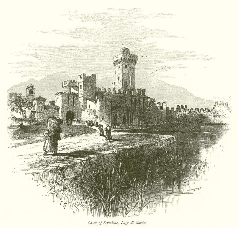 Sirmione Kalesi, Garda Gölü (gravür) by European School
