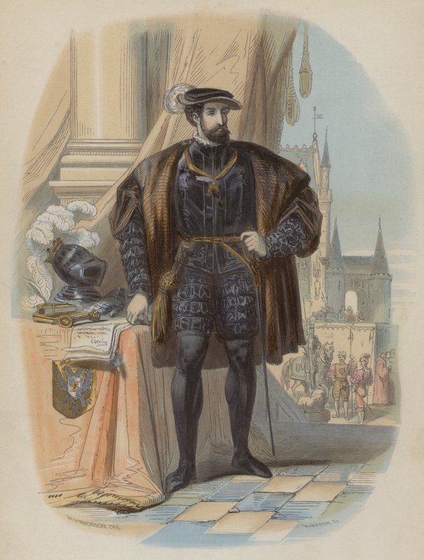 Charles V, Kutsal Roma İmparatoru (renkli gravür) by European School
