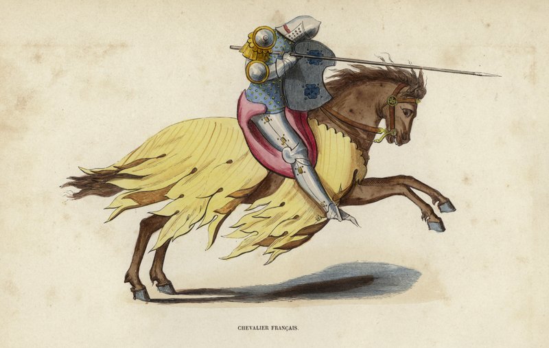 Chevalier Francais (renkli gravür) by European School