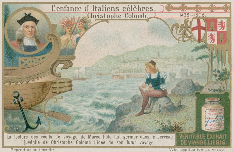 Christopher Columbus, Marco Polos seferlerini okuyor by European School