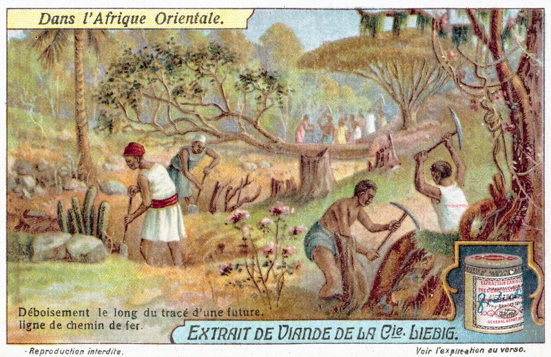 Bir demiryolu hattı için rotayı temizleme (chromolitho) by European School
