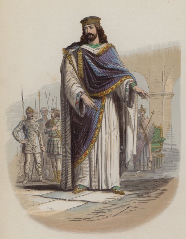 Clovis I, Frank Kralı (renkli gravür) by European School