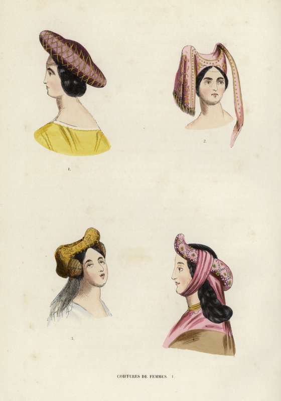 Kadın Saç Modelleri (renkli gravür) by European School