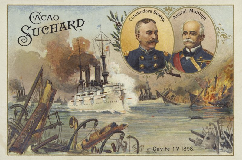 Amiral George Dewey ve Amiral Patricio Montojo, Manila Körfezi Muharebesi, İspanya-Amerika Savaşı, 1 Mayıs 1898 by European School