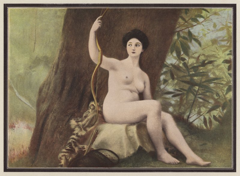 Roma mitolojisindeki avcı Diana (renkli taş) by European School
