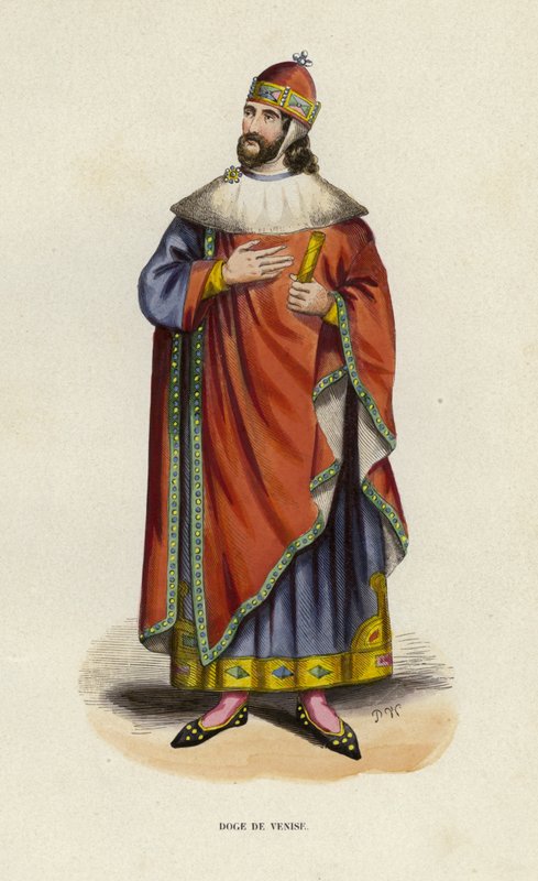 Doge De Venise (renkli gravür) by European School