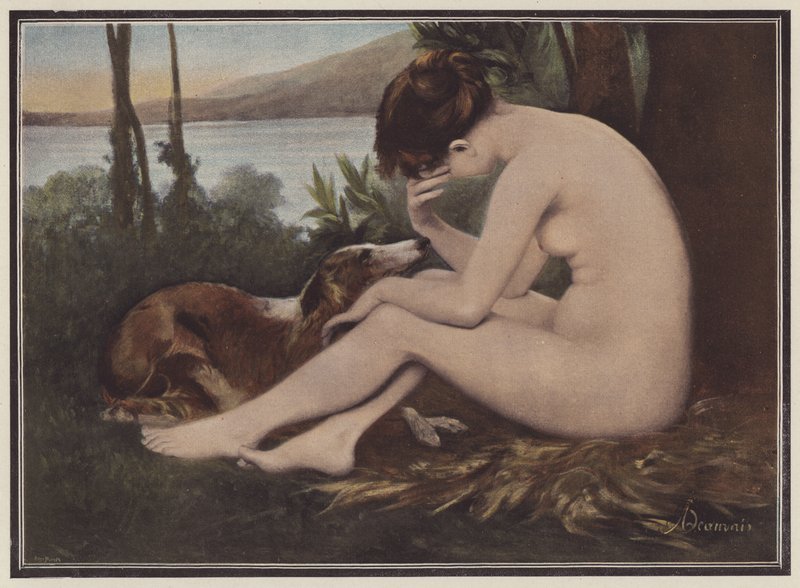 Echo, Narcissus tarafından reddedilişinin yasını tutuyor (renkli taş) by European School