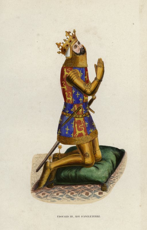 Edward III, İngiltere Kralı (renkli gravür) by European School