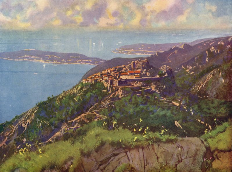 Eze, Genel görünüm (renkli taş baskı) by European School