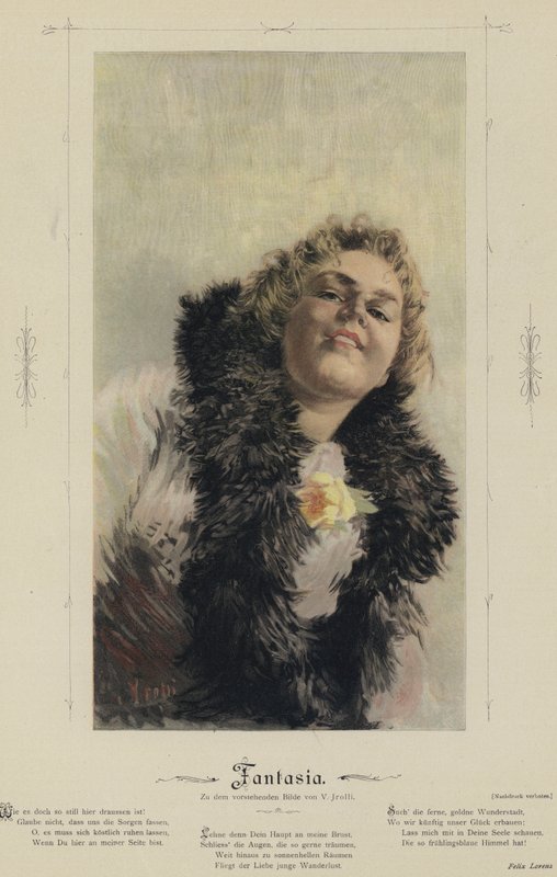 Fantasia (renkli gravür) by European School