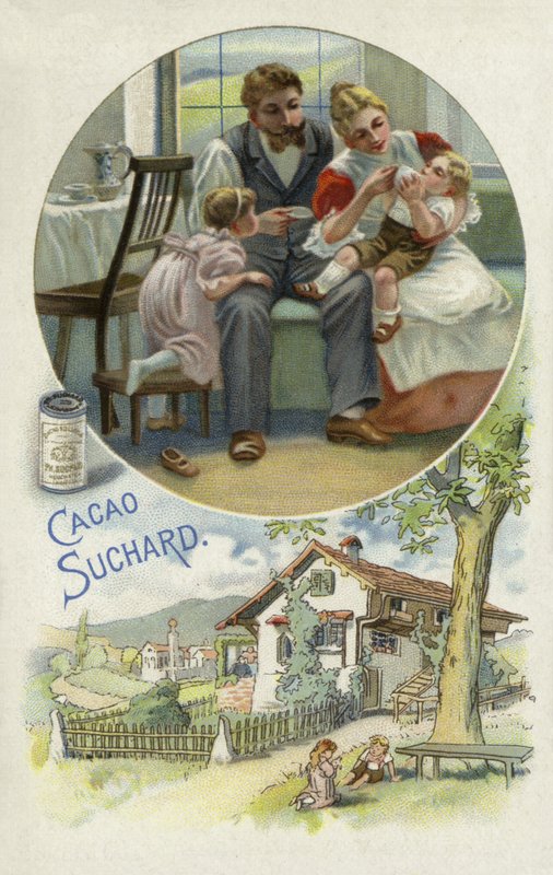 Küçük bir çocuk Suchard kakao besleme by European School