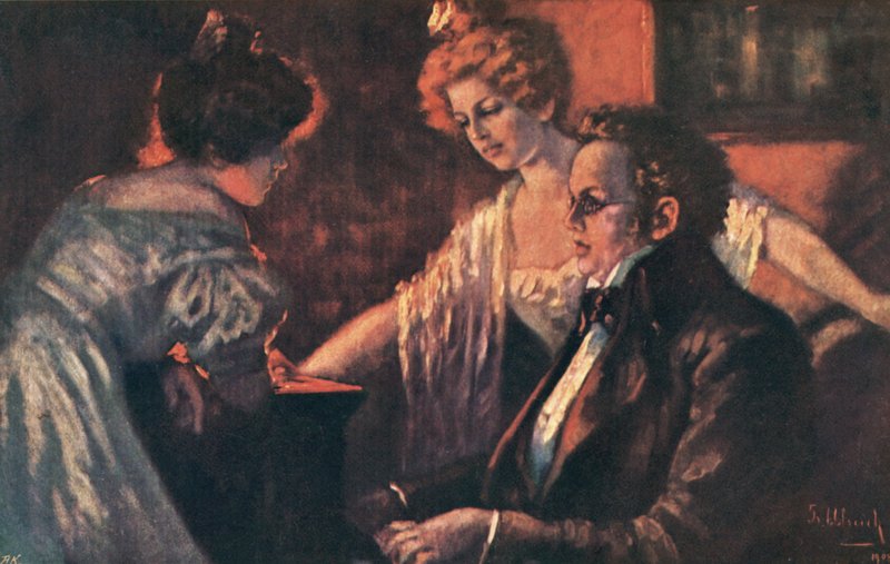 Franz Schubert, Avusturyalı besteci (renkli taş baskı) by European School