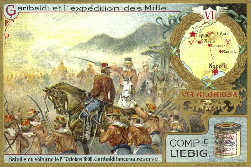 Garibaldi rezervlerini teslim etti, Volturnus Muharebesi, İtalya, 1 Ekim 1860 by European School