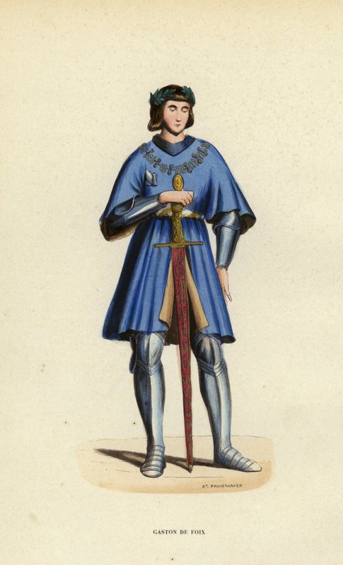 Gaston De Foix (renkli gravür) by European School
