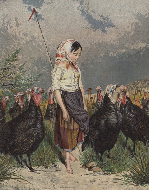Bir hindi sürüsüne bakan kız (renkli taş) by European School