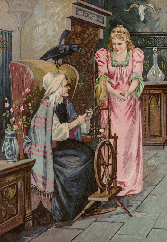 Grimms Masalları: Briar Rose (chromolitho) by European School