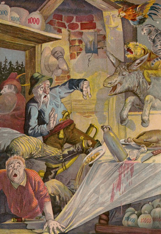Grimms Masalları: Bremen Mızıkacıları (chromolitho) by European School