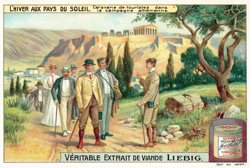 Atina kırsalında bir grup turist (chromolitho) by European School