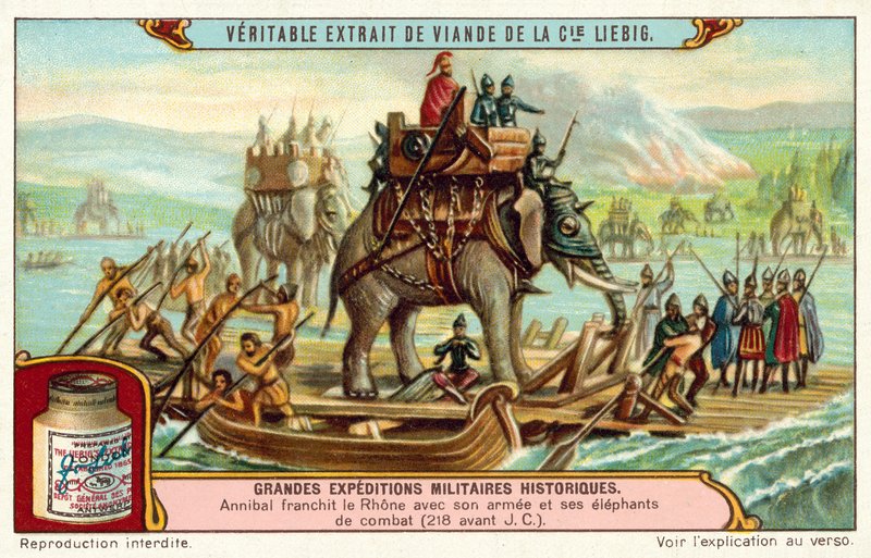 Hannibal, ordusu ve fillerle Rhone